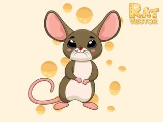 Cute Cartoon Rat Characters. Vector art illustration with happy animal cartoon