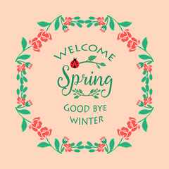 Obraz premium Crowd of beautiful leaf and flower frame, for welcome spring greeting card template design. Vector