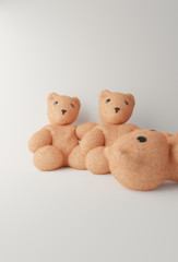 teddy bear family on white background