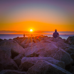 sunrise sun stones sunset sea sky beach miami florida landscape ocean coast nature rock cloud...