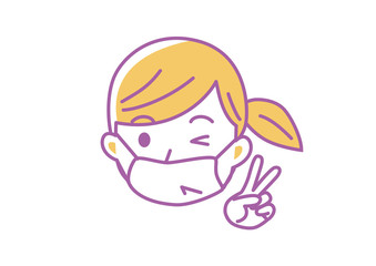 マスクをする女性