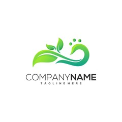 awesome peacock leaf logo vector