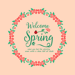Seamless Ornament of leaf and flower frame, for welcome spring greeting card decor. Vector