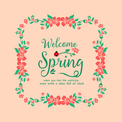 Seamless Ornament of leaf and flower frame, for welcome spring greeting card decor. Vector