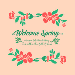 Leaf and flower frame seamless design, for welcome spring greeting card design. Vector