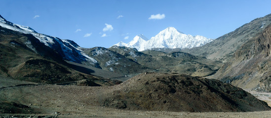 V-shaped spur hill ridges of Pirin mountains valley. A zig zagging fluvial valley that interlock or...