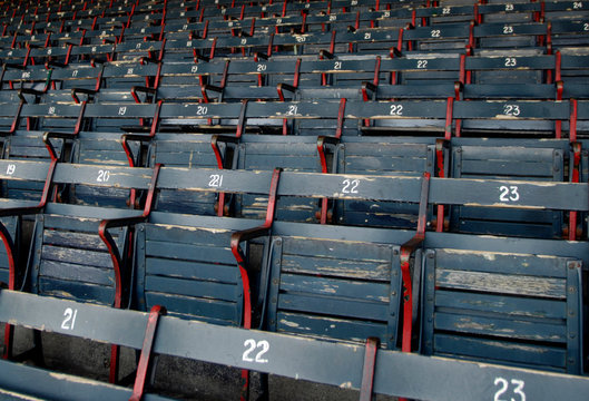 Empty stadium seats in ballpark