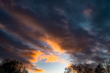 Obraz na płótnie Canvas Orange Sunset Clouds