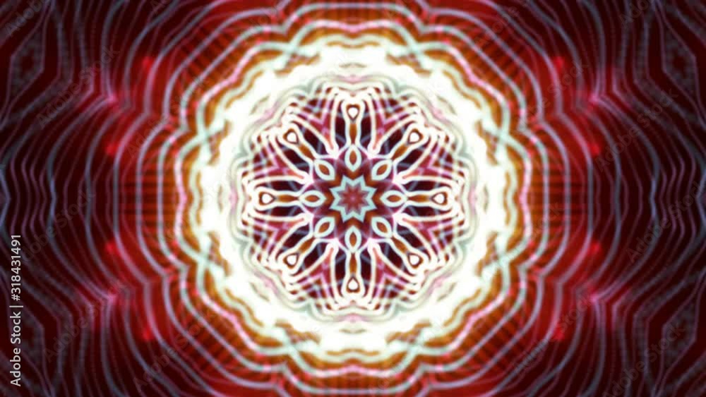 Aufkleber yellow-orange kaleidoscope pattern animated abstraction splash. 3d render
