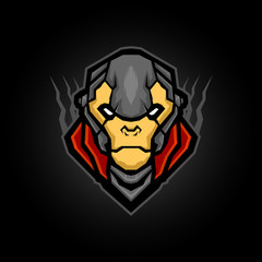 monkey king armored mascot, vector illustration for e sports logo or t shirt illustration and badge