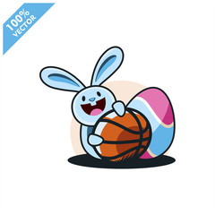 Basketball ball with easter rabbit vector illustration