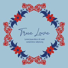 Beautiful Crowd of leaf and red rose floral frame, for true love greeting card template design. Vector