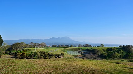 原城跡から見た朝の雲仙普賢岳の情景＠島原、長崎