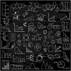 Set of Data Drawing illustration Hand drawn doodle Sketch line vector eps10