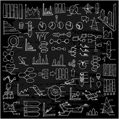 Set of Data Drawing illustration Hand drawn doodle Sketch line vector eps10