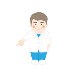 白衣男性キャラクター指さし