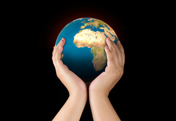 hand hold plastic bottles to discard ,concept global warming