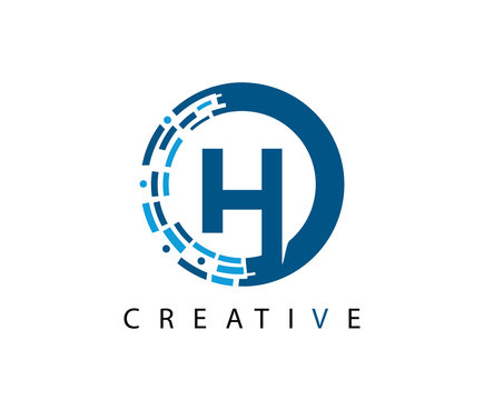 Circle H Letter Digital Network , Technology And Digital Abstract Line H Network Circuit Vector Logo.