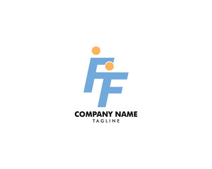 Initial Letter FF Logo with People Design Vector