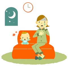 夜泣き　育児　お母さん