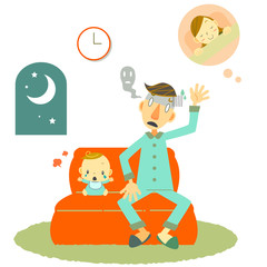 夜泣き　育児　お父さん