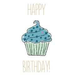 textured happy birthday greeting card. hand drawn editable vector 