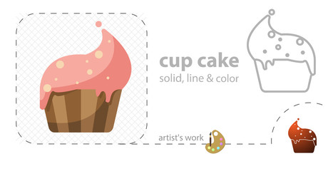 cupcake flat, solid, line icon