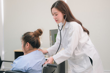 Overweight woman having consultation at doctor's office