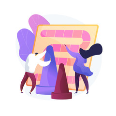 Man and woman playing board game. Home leisure, domestic entertainment, indoor recreation activity. Friendly competition, friends playing together. Vector isolated concept metaphor illustration