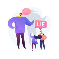 Deceitful man telling lies. People with megaphone incriminate liar with cheating. Fake information spread, fraud accusation, dishonest person. Vector isolated concept metaphor illustration