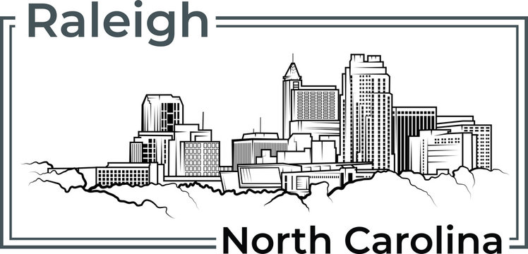 Raleigh North Carolina Line Art Vector Illustration 