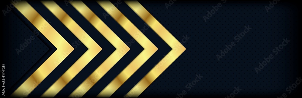 Poster abstract arrow dark background with golden shape