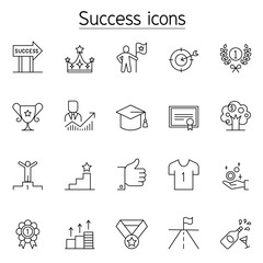 Fototapeta premium Success icon set in thin line style