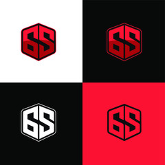 65 initial hexagon  shield sport logo design