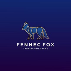 Vector Logo Illustration Fox Line Art Style