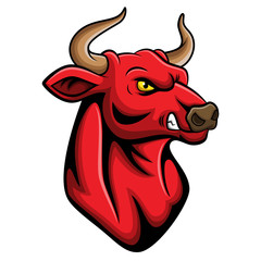 Cartoon angry bull head mascot
