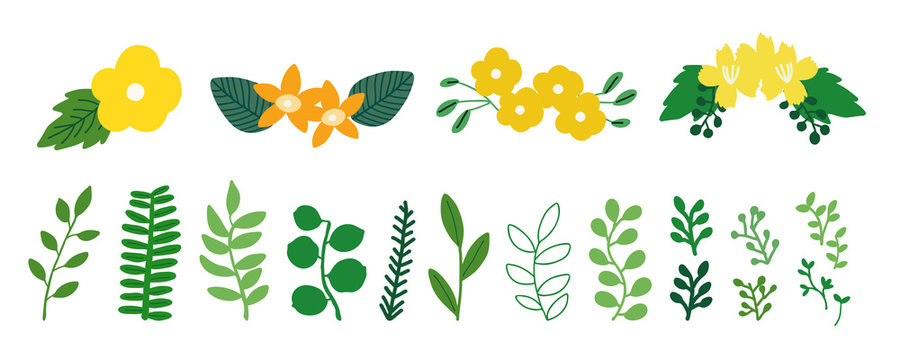 Greenery icons for spring