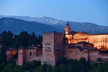 Fototapeta na wymiar Granada Alhambra panoramic view at night