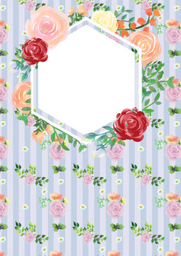 Hand-painted watercolor frame with elegant floral background