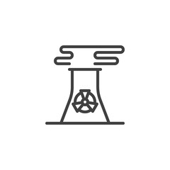 Industrial chimney pollution line icon. linear style sign for mobile concept and web design. Industry factory chimney smog outline vector icon. Symbol, logo illustration. Vector graphics
