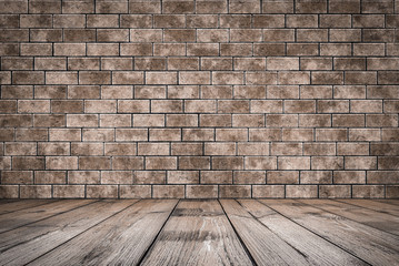 room with brick wall