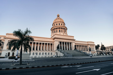 Capitol in La Habana Vieja, Cuba. Main street in Havana downtown. paseo del prado, de marti