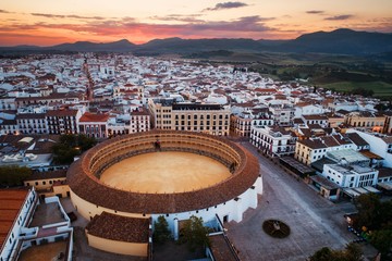 Plaza de Toros de Ronda aerial view - obrazy, fototapety, plakaty