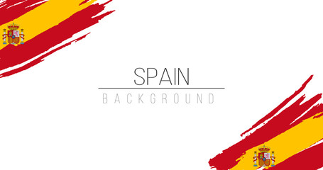 Spain flag brush style background with stripes. Stock vector illustration isolated on white background.