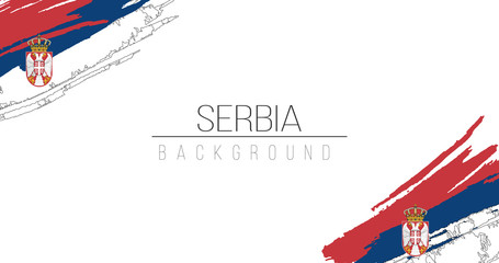 Serbia flag brush style background with stripes. Stock vector illustration isolated on white background.