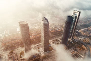 Peel and stick wall murals Madrid Madrid financial business district aerial view