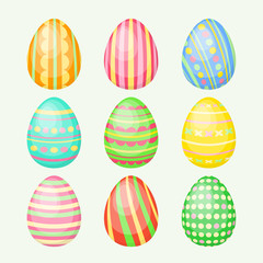 Set of colorful Easter eggs.Cartoon vector illustration