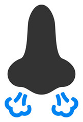 Nose breath vector icon. Flat Nose breath pictogram is isolated on a white background.