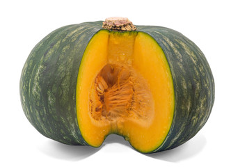 Fresh green pumpkin, isolated on a white background