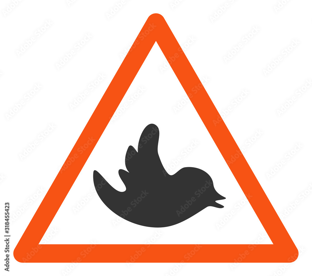 Poster bird warning vector icon. flat bird warning symbol is isolated on a white background.